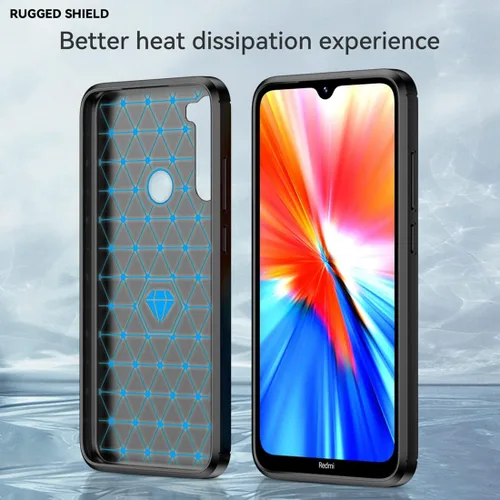 Miniatura 3 de Funda de teléfono para Redmi Note 8 M1908C3JH M1908C3JGG Funda de fibra de carbono a prueba de golpes Escudo resistente antiarañazos TPU suave Negro