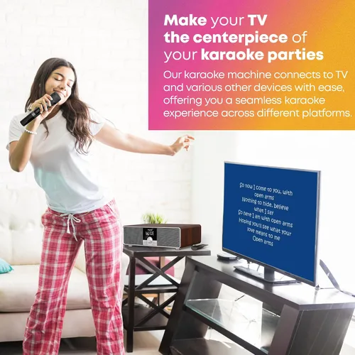 Miniatura 3 de Máquina de karaoke con 2 micrófonos UHF, subwoofer, barra de sonido de audio para cine en casa, compatible con óptico/Bluetooth/AUX/USB/PC, máquina