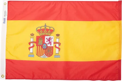 Annin Flagmakers Bandera de España fabricada en Estados Unidos según las especificaciones oficiales de diseño de las Naciones Unidas, 2 x 3 pies