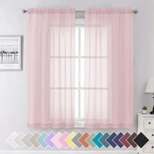 Miniatura 137 de Aiyufeng 2 paneles de cenefa transparente negra de 14 pulgadas de largo, cortinas cortas negras transparentes para dormitorio, cortinas de cocina