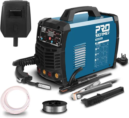 Prostormer Máquina de soldar, MIG/TIG/MMA Soldador multifuncional 3 en 1 con pantalla digital, soporte de electrodos, abrazadera de tierra, cable