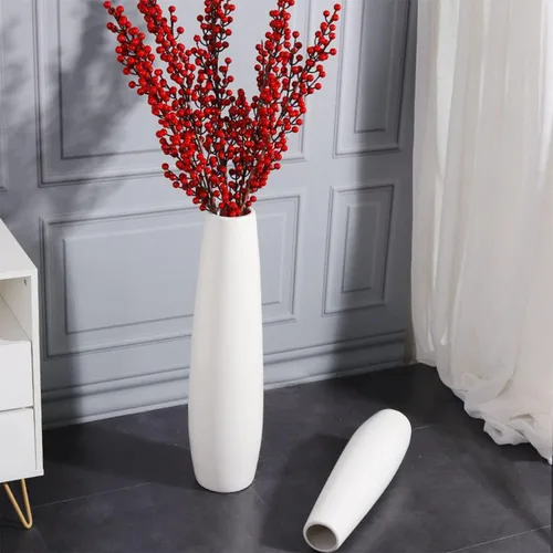Miniatura 7 de Jarrón alto de cerámica blanca de 28 pulgadas, soporte para flores, jarrones grandes decorativos para centros de mesa, estantes, decoración