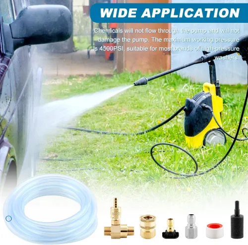 Miniatura 5 de Inyector aguas abajo para lavadora a presión, kit de jabón de lavadora eléctrica ajustable e inyector químico, conexión rápida de 3/8 pulgadas, 4500