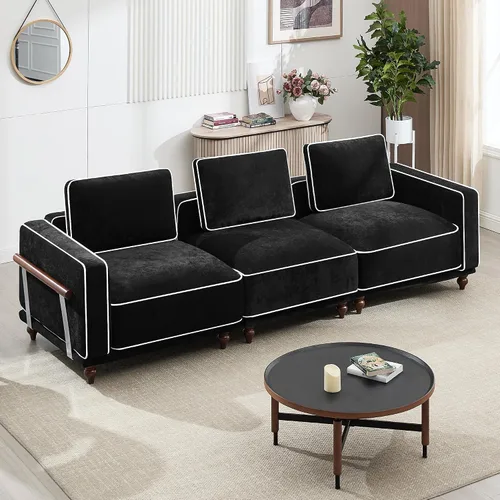 Miniatura 21 de Otomano cuadrado de 35'' para sofá seccional modular, otomanos tapizados y móviles con reposapiés para sala de estar, dormitorio, chenilla blanca