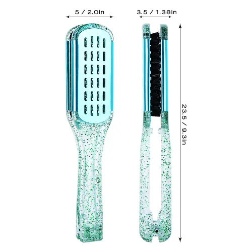 Miniatura 2 de Cepillo de pelo con abrazadera de cerdas de jabalí, enderezadora de cerámica de doble cara con abrazadera, desenredar y peinar el cabello