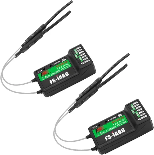 HTLNUZD Flysky FS-iA6B con puerto iBus 2.4G 6CH PPM controlador de salida receptor para FS i4 i6S i6X i10 RC Car Drone Airplane Transmisor (2 piezas)