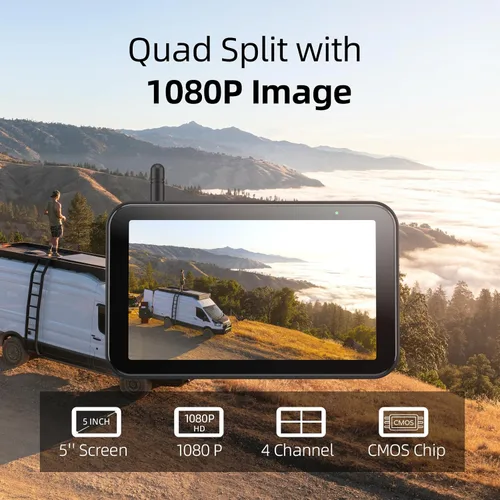 Miniatura 5 de eRapta Sistema inalámbrico de cámara de respaldo RV para Furrion con monitor de 5 pulgadas 1080P, 1 cámara trasera, visión amplia, grabación