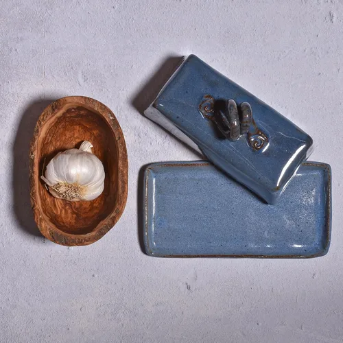 Miniatura 6 de Mantequillera con tapa de MudWorks Pottery, azul barrington, hecho a mano en los Estados Unidos