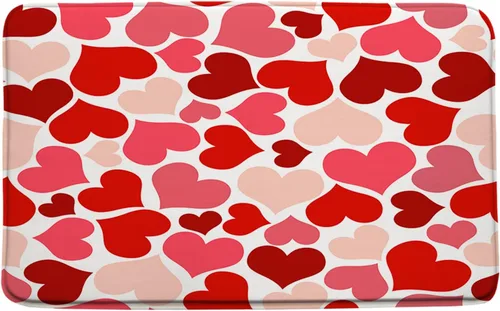 Tapete de baño de corazón de San Valentín, corazón rojo, rosa, romántico, dulce amor para pareja, pareja, boda, festival, decoración de baño, tapete