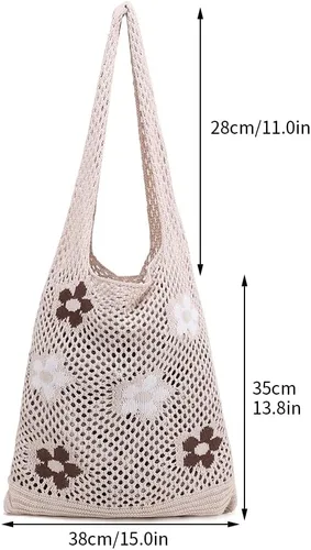 Miniatura 2 de ENBEI Bolsas bohemias, bolsa de punto de hombro, bolsa de mano Y2K estética, bolso de ganchillo lindo para mujeres, regalos hippie