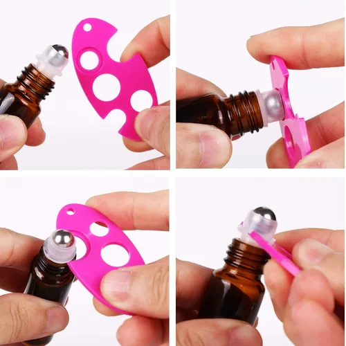 Miniatura 5 de inice 100 botellas de roll-on de 10 ml de vidrio ámbar para aceites esenciales con bolas de rodillo de acero inoxidable y tapa de aleación