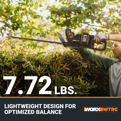 Miniatura 3 de WORX Nitro WG286 recortadora de setos inalámbrica de 40 V y 24 pulgadas, recortadora eléctrica de setos con cuchillas de acción doble y 3400 SPM