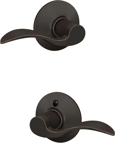 SCHLAGE - Manija de puerta Accent con cerradura de paso libre para pasillo y armario en bronce antiguo - F10 ACC 716 Bronce Envejecido
