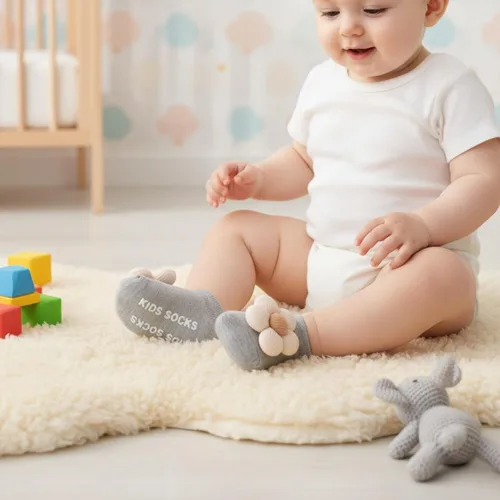 Miniatura 2 de Calcetines para niñas pequeñas, paquete de 4 tobillos, antideslizantes, con agarres, algodón suave, diseño de corte bajo, princesa infantil