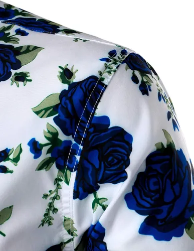 Miniatura 4 de ZEROYAA Camisas de vestir de manga larga con botones y estampado 3D para hombre, diseño urbano
