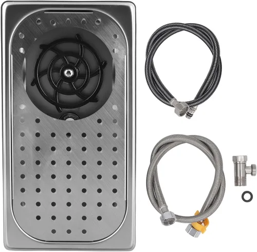 Miniatura 4 de Enjuague de vidrio para barra, arandela de vasos de acero inoxidable, boquilla giratoria de 360 grados, enjuague automático para fregadero con agua
