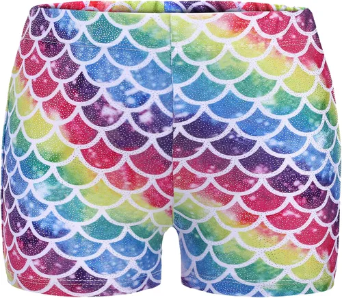Zaclotre Pantalones cortos de gimnasia para niños y niñas, bailarina, con brillo, pantalones cortos de gimnasia atlética