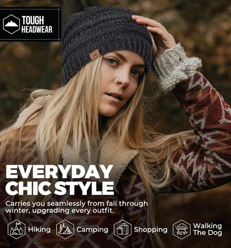 Miniatura 74 de Gorro de punto para mujer, cálido y suave, elástico, para clima frío de Tough Headwear