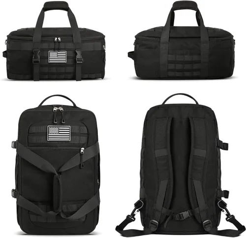 Miniatura 5 de ETRONIK Bolsas de gimnasio para hombres, mochila táctica grande con compartimento para zapatos, bolsa de transporte 3 en 1, mochila de viaje
