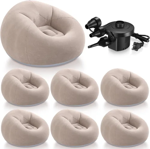 Miniatura 7 de Realspring 6, 9, 12 piezas de puf inflables para adultos con bomba de aire eléctrica, sofá plegable portátil inflable para acampar nocturno de cine