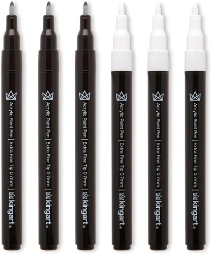 Miniatura 4 de KINGART PRO - Bolígrafos de pintura extra fina, punta de 0.028 in, 6 marcadores de pintura acrílica, bajo olor y secado rápido para rocas, madera