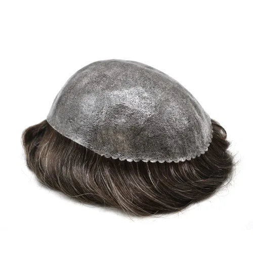 Miniatura 5 de Toupee para hombres todos inyectados PU sistema de reemplazo de cabello humano para hombres piel fina tupé transparente hombres pieza de pelo