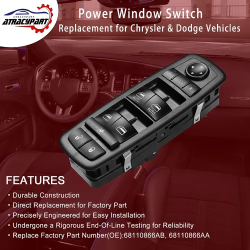 Miniatura 3 de Interruptor maestro de ventana eléctrica 3 pines + 9 pines requiere verificación Reemplazo para Dodge Ram 2012 – 2017, Grand Caravan, Chrysler