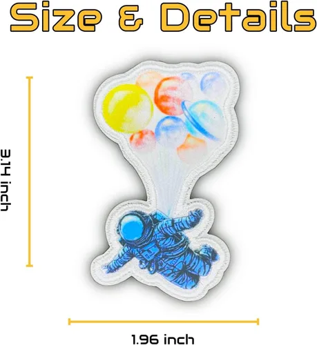 Miniatura 5 de Parches de astronauta para planchar, parches de jeans espaciales para planchar, hombrecito espacial volador con globos bordados, parches