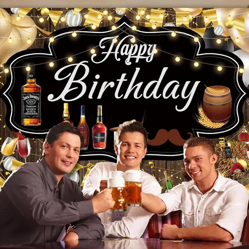 Miniatura 7 de Telón de fondo de whisky, 7 x 5 pies, pancarta de fondo de whisky para decoraciones de fiesta de hombres Negro
