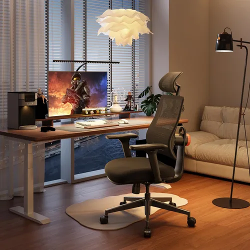 Miniatura 2 de Newtral Silla ergonómica de oficina en casa, silla de escritorio de respaldo alto con soporte lumbar adaptativo único, reposacabezas ajustable