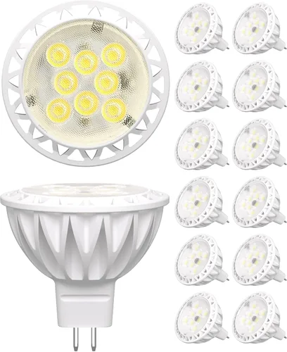 Paquete de 12 bombillas LED MR16, equivalente a 50 W, 5000 K luz blanca diurna 5 W GU5.3 MR16 12 V, ángulo de haz de 38 grados para paisaje, 5000K