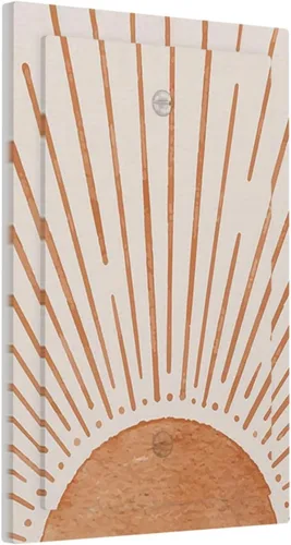 Miniatura 2 de Placa de pared eléctrica de 1 gang sin dispositivo en blanco, bohemio naranja vintage años 70 60s beige amanecer puesta de sol mediados de siglo