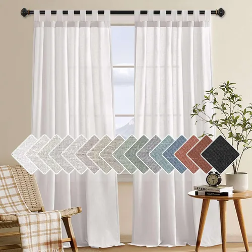 Miniatura 16 de H.VERSAILTEX Cortinas aireadas mezcladas de lino natural con pestaña superior para sala de estar, decoración del hogar, material suave y rico que