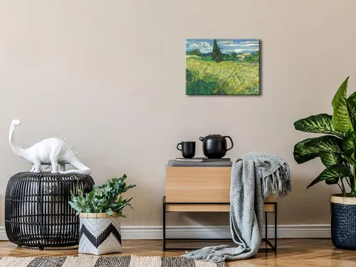 Miniatura 6 de Wieco Art Green Field 1889 - Lienzo decorativo clásico de Van Gogh, arte de pared estirado listo para colgar para decoración de oficina en casa