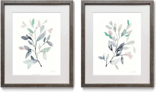 Miniatura 9 de Arte floral para pared, marco rústico de plata envejecida, juego de decoración de pared de 2 piezas: plumeria, caléndula, flores silvestres, Black