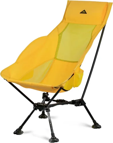 Miniatura 13 de iClimb Silla de camping ultraligera compacta plegable para playa con pies grandes antihundimiento y soporte de espalda con cuerda
