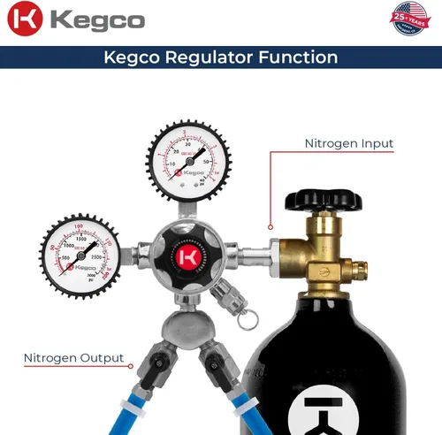 Miniatura 6 de Kegco Elite Series Dual Gauge Regulador de cerveza de barril de nitrógeno de dos productos, cromo