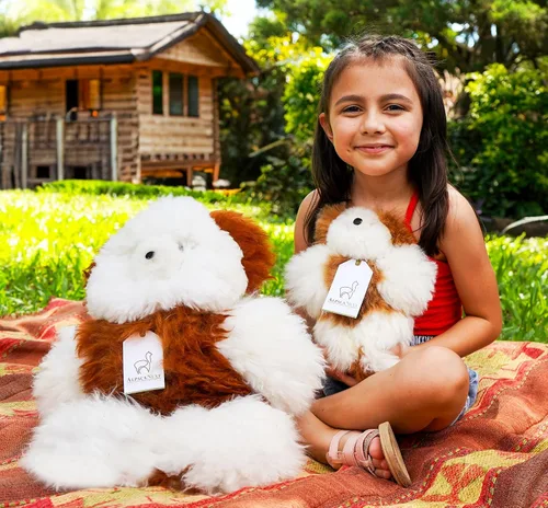 Miniatura 2 de Oso de Peluche de Bebé Alpaca Suave y Tierno - 9 pulgadas. Animal de Peluche de Alpaca Premium Hecho a Mano con Piel Auténtica de Alpaca. Lindo Oso