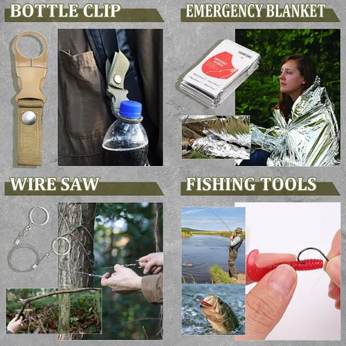 Miniatura 5 de Regalos para hombres, Navidad, papá, marido, novio, él, kits de supervivencia, equipo de supervivencia 14 en 1, artículos esenciales para camping