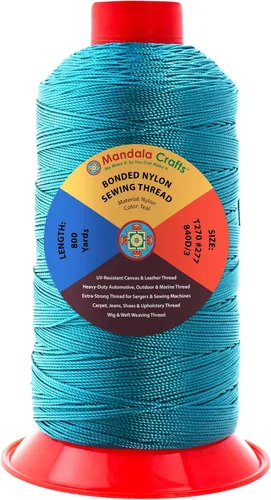 Miniatura 398 de Mandala Crafts - Hilo de nailon para coser cuero, tapicería, mezclilla y para trenzar el pelo; resistente, 1500 yardas, tamaño 69 T70 Marrón