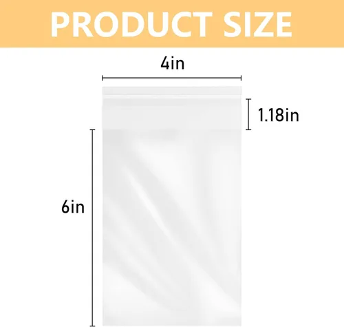 Miniatura 2 de MoloTAR 200 piezas bolsas de celo/celofán transparentes resellables de 4'' x 6'', buenas para panadería, bolsas para dulces adhesivas, velas, jabón