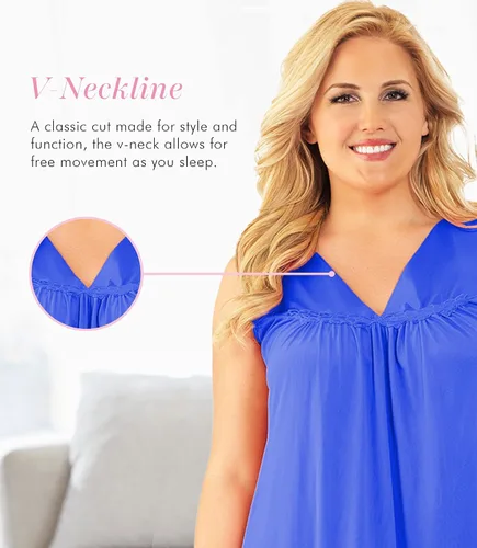 Miniatura 2 de Exquisite Form 30807 Women's Plus Size Nylon Tricot Sleeveless Short Knee Length Nightgown