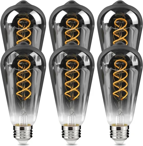 Miniatura 16 de ST64 Bombillas LED E26 Vintage Edison, vidrio ámbar claro, regulable, 4 W (equivalente a 40 W) 300 lúmenes, 2500 K blanco cálido, diseño de ámbar