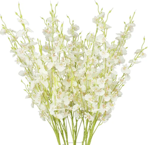 Miniatura 10 de Orchids Flores artificiales de seda falsas de seda bailarinas de 37 pulgadas de tallo largo a granel 10 piezas decoración de interiores
