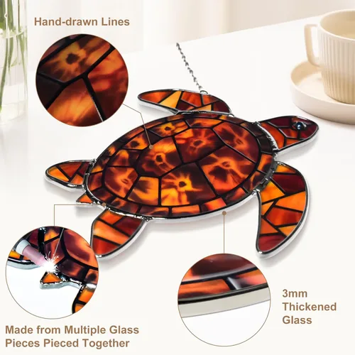 Miniatura 2 de Sea Turtle Suncatchers, Stained Glass Sun Catchers for Window Decor, Coastal Decor Ornaments, Beach Themed Room Decor Unique Birthday Gifts for