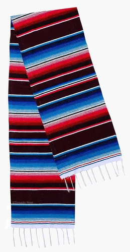 Miniatura 2 de Camino de mesa colorido a rayas fabricado en México 83x14 pulgadas.