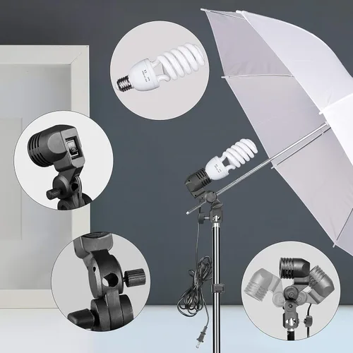 Miniatura 2 de EMART Kit de Iluminación de Fotografía con Paraguas, Bombillas de 200/700W, Conjunto de Reflector Fotográfico Continuo de Luz Suave para Retrato