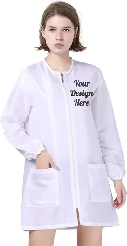 Miniatura 10 de TOPTIE Personalizado Bordado Satén Manga Larga Salón Smock Unisex Peluquero Peluquero Capa Chaqueta Mascota Aseo Ropa de Trabajo