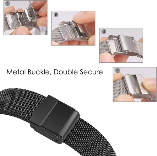 Miniatura 5 de ViCRiOR Compatible con Garmin Venu, Venu SQ, Venu 2 Plus, Vivoactive 5/3 Bandas - Correa de reloj de acero inoxidable sólido y correa de malla