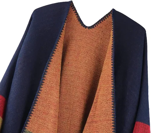 Miniatura 4 de Chal de poncho para mujer, con parte delantera abierta, estampado de leopardo, chales y envolturas